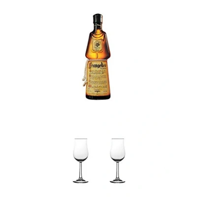 Abbildung von Frangelico Haselnuss Likör 0,7 Liter + Nosing Gläser Kelchglas Bugatti mit Eichstrich 2cl und 4cl 1 Stück