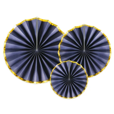 Abbildung von Papier Rosetten Deko 23 40cm 3er Set Dekofächer Papierfächer Blumen hängend Hochzeit Geburtstag blau