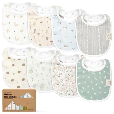 Abbildung von Baby Lätzchen für Jungen &amp; Mädchen 8er Pack Bio Baumwolle zum Zahnen Junge groß Säugling, Kleinkind (Prairie)