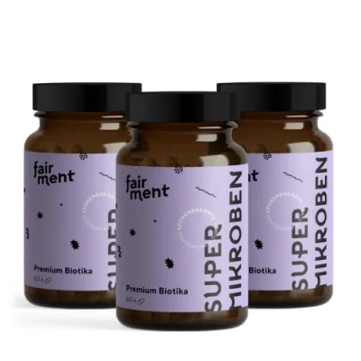 Abbildung von fairment SuperMikroben® Bakterien Stämme 3 MRD KBE/Tagesdosis, mit Zink, vegan, histamin freundlich und hochdosiert, 60 Kapseln aus Deutschland (3 Gläser)
