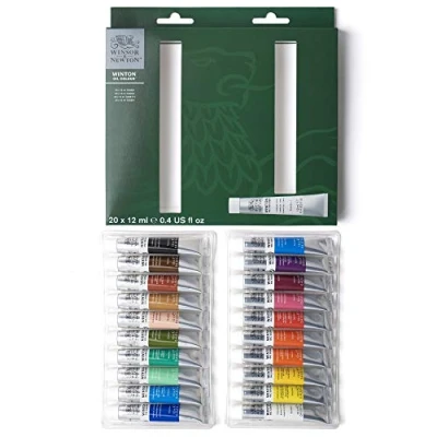 Abbildung von Winsor &amp; Newton 1490702 Winton Ölfarbe, feine hochwertige gleichmäßige Konsistenz, Lichtbeständig, hohe Deckkraft, Reich an Farbpigmenten Einsteigerset 20 Farben in 12ml Tuben