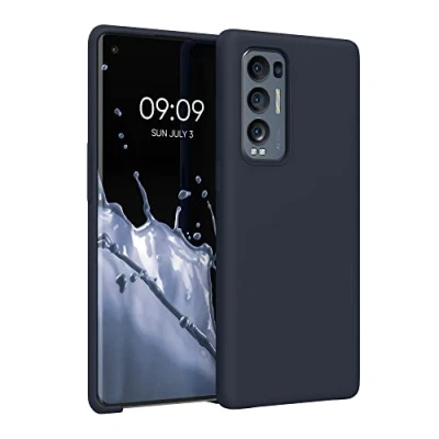 Abbildung von kwmobile Hülle kompatibel mit Oppo Find X3 Neo Silikon Handy Case Handyhülle weiche Oberfläche kabelloses Laden Heidelbeerblau