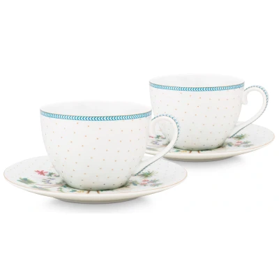 Abbildung von PIP STUDIO Jolie Dots Gold Tasse &amp; Untertasse Set2