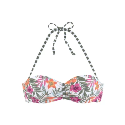 Abbildung von Venice Beach Wirebandeau Bikinitop, Damen, Größe: 42xD, Weiß bedruckt