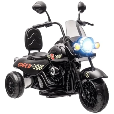 Abbildung von AIYAPLAY Elektro Kindermotorrad 6V, mit Musik, ELD Scheinwerfer, 3 5 km/h, Belastbarkeit 25 kg, (1 tlg), für 6 Jahre Kinder, max. Schwarz