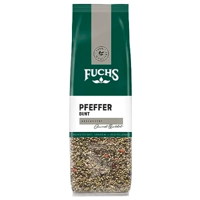 Abbildung von Fuchs Gewürze Pfeffer bunt geschroten im recyclebaren Nachfüllbeutel 60 g