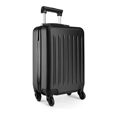 Abbildung von KONO Koffer Reisekoffer Mittelgross Trolley Hartschale ABS Gepäck 4 Rollen Spinner Rollenkoffer (Schwarz, Mittlerer Koffer)