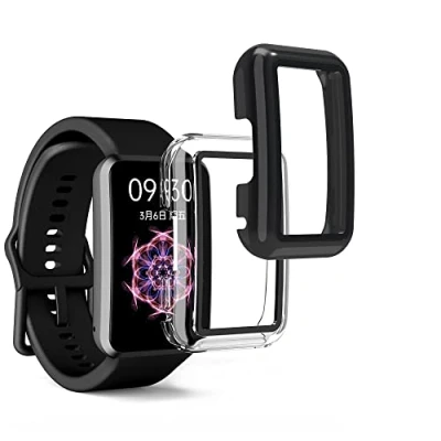 Abbildung von kwmobile 2X Cover kompatibel mit Oppo Watch Free Hülle Fullbody Fitnesstracker Case Set aus Glas Schwarz Transparent