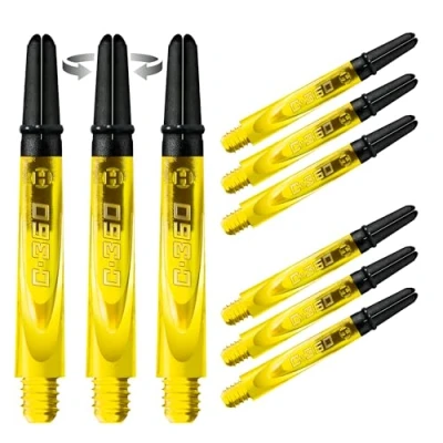 Abbildung von Harrows Darts 3 x Sets of Carbon 360 Dart Stems 9 Shafts in Total Medium, Midi &amp; Short (Gelb, Mittel)