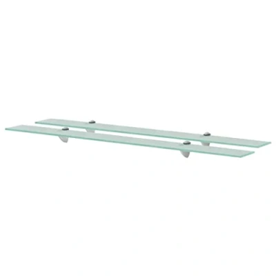 Abbildung von vidaXL 2X Regal Schwebend Wandregal Glasregal Glasboden Glasablage Badablage Wandablage Badregal Ablage Regale Bad Glas 100x20cm 8mm Schwarz