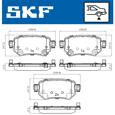 Abbildung von SKF VKBP 90497 A Bremsbelagsatz mit akustischer Verschleißwarnung MAZDA: 6 Limousine