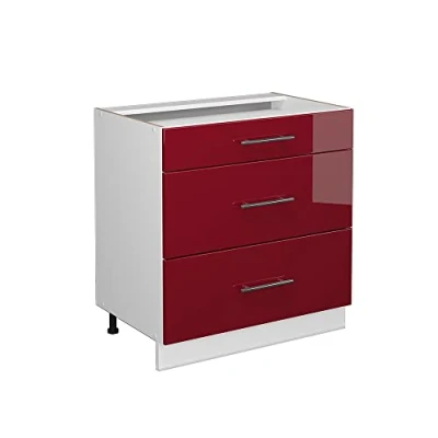 Abbildung von Vicco Unterschrank Fame Line Bordeaux Hochglanz/Weiß, 80cm, ohne Arbeitsplatte