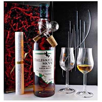 Abbildung von Geschenk Talisker Skye Single Malt Whisky + Glaskugelportionierer 2 Bugatti Gläser