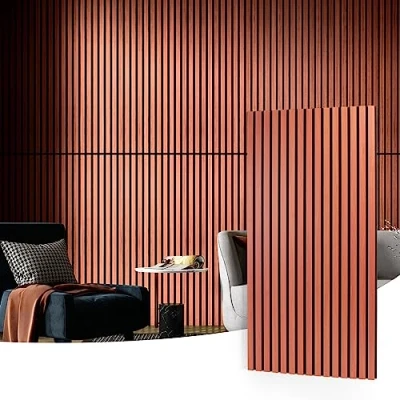 Abbildung von Art3d Akustikpaneele 60 x 120 cm MDF 4 Holz Akustikplatten 3D Wandpaneele Wand Decke schallabsorbierende Lamellenverkleidung 2 dick Kirsche 2,88㎡