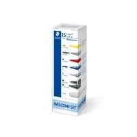 Abbildung von STAEDTLER Schreibset triplus multi set Welcome Set, enthält Kugelschreiber, Druckbleistift, verschiedene Marker und Lineal, 15 ausgewählte Schreibgeräte im handlichen Karton Köcher, 34 CPR15