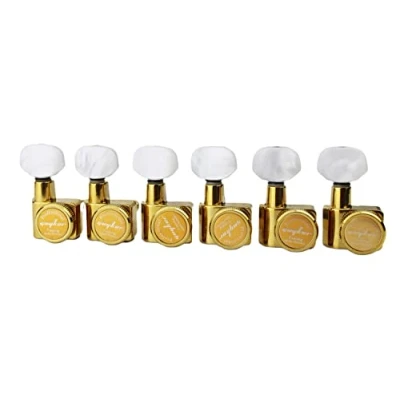 Abbildung von Guyker 6 In Line Gitarre Locking Tuners 1:18 Lock String Tuning Key Pegs Mechine Heads for Folk Classic Akustic E Perltasten Golden