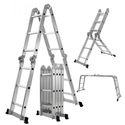 Abbildung von 𝐂𝐑𝐀𝐅𝐓𝐅𝐔𝐋𝐋 Aluminium Mehrzweckleiter CF 104A 𝟑 𝐉𝐀𝐇𝐑𝐄 𝐆𝐀𝐑𝐀𝐍𝐓𝐈𝐄 6in1 Multifunktionsleiter 12 Sprossen 353 cm Leiter Gelenkleiter Leitergerüst (Silber 4x3 Sprossen)