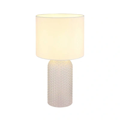Abbildung von Tischlampe Sofia, weiß, Höhe 50 cm, Stoff/Glas