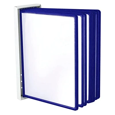 Abbildung von Leviatan Wand Sichttafelsystem Wandhalterung für Sichttafeln Tafelsystem aus Metall zum Anschrauben an die Wand, im Lager, in der Werkstatt, Geschäft, Labor + 10 blaue