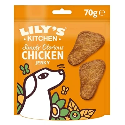 Abbildung von Lily’s Kitchen Mit natürlichen Zutaten hergestellt Leckerli Packung für ausgewachsene Hunde Glorreiches Hühner Trockenfleisch Getreidefreie Rezeptur 8 x 70g