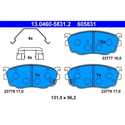 Abbildung von ATE 13.0460 5831.2 Bremsbelagsatz mit akustischer Verschleißwarnung Zubehör MAZDA: Premacy, 626 V Hatchback, 323 F 6