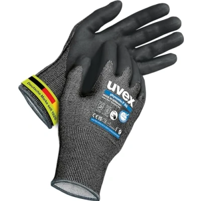 Abbildung von Uvex phynomic F XG, 1 Paar Schnittschutz &amp; Grip Handschuh für feuchte ölige Bereiche feinfühlig abriebfest schwarz