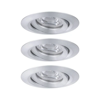 Abbildung von Paulmann 92975 Nova Mini Plus LED Einbauleuchte Coin 3er Set rund schwenkbar 3x4,2W EasyDim dimmbar Alu Einbaulampe Aluminium Warmweiß 2700K, 126 W