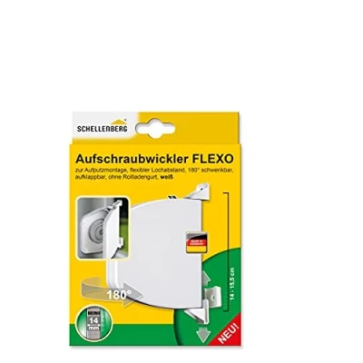 Abbildung von 10er Set Schellenberg 50153 Aufschraubwickler Flexo aufklappbar, 180 schwenkbar, Gurtbandsystem MINI, Gurtbreite 14 15 mm, Lochabstand 15,5 cm (verstellbar), Weiß