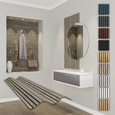 Abbildung von HEXIM Akustikpaneele 118x60cm flexible Lamellenwand Holz MDF Wandpaneele Lamellenverkleidung Wandverkleidung Innendekoration schalldämmend (1 Paneel / 0,708 m² Sonoma Oak APF06)