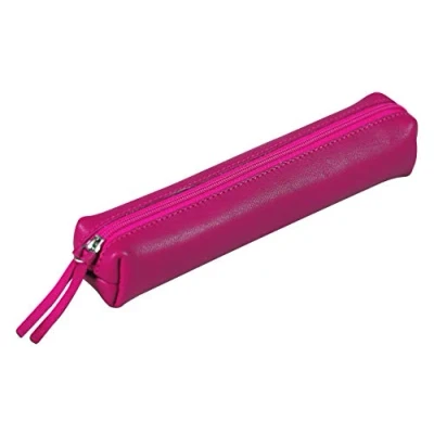 Abbildung von Clairefontaine 410154C Schlampermäppchen Slim, aus Lammleder, 19,5 x 2,5 4cm, 1 Stück, Himbeer