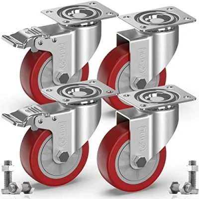 Abbildung von GBL Caster Wheels Möbelrolle 100mm Möbelrollen mit 600KG Tragkraft Set aus 4 Lenkrollen