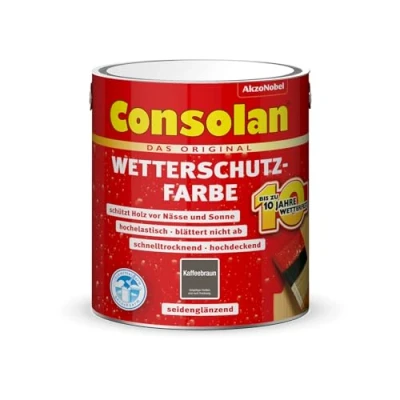 Abbildung von Consolan Wetterschutzfarbe 2,5 l Kaffeebraun Deckend Holzschutz Außen