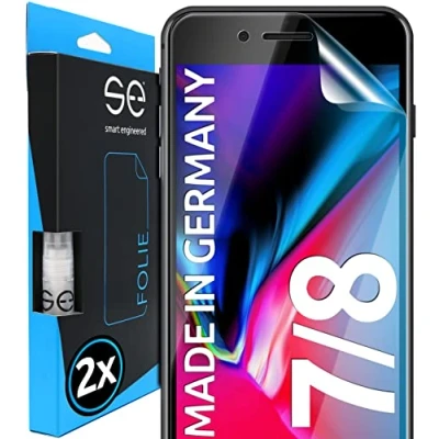 Abbildung von smart engineered 2X Schutzfolie für iPhone 7/8 aus Deutschland 100% Passgenau Funktion mit Installationshilfe kompatibel Folie Anti Kratzer HD Klar