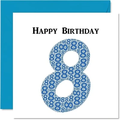 Abbildung von Shapecloud lustige Geburtstagskarte zum 8. Geburtstag für Jungen, Sohn, Tochter, Bruder, Schwester, Enkel, Enkelin, Nichte, Neffe, Cousin, 145 x mm,