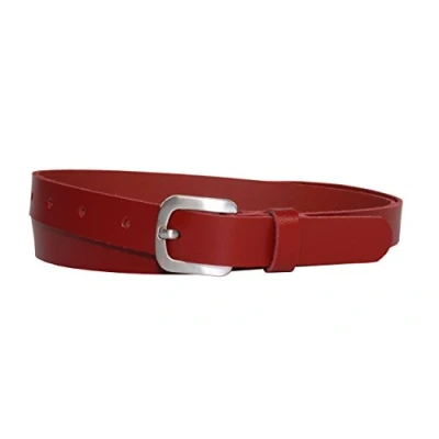 Abbildung von Vascavi Ledergürtel echt Leder Gürtel, Jeansgürtel, Hüftgürtel, Made in Germany, 2 cm breit und ca. 0.25 stark (90 Gesamtlänge 100 cm, Rot)