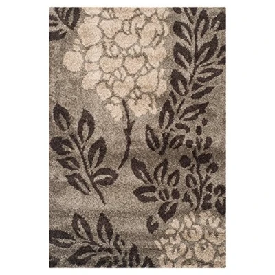 Abbildung von SAFAVIEH Zottelig Teppich für Wohnzimmer, Esszimmer, Schlafzimmer Florida Shag Collection, Hoher Flor, Rauch und Dunkelbraun, 99 X 160 cm