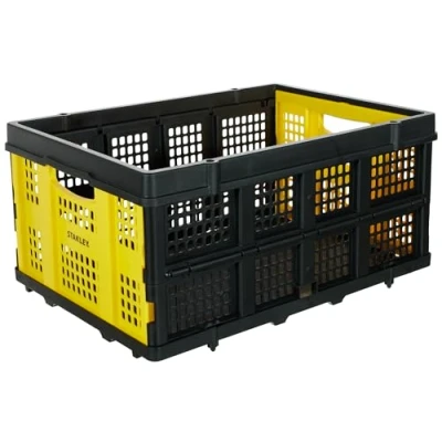 Abbildung von Stanley Stabile Klappbox in Industriequalität, Patentierter Faltmechanismus, Solide Konstruktion, Hohe Traglast, Stapelbar, Rasten ineinander ein, Gelb, SXWTD FT505