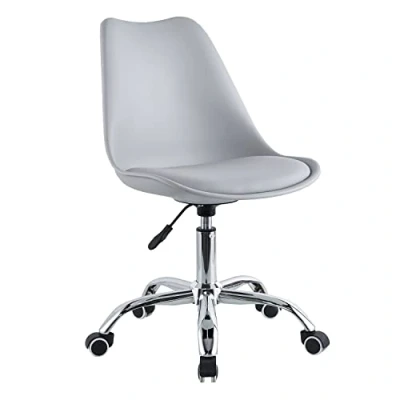 Abbildung von BRIGROS La voglia di fare WeHome Moderner Bürostuhl Jugendzimmer Arbeitszimmer Wartezimmer mit Sitz aus Kunstleder (Grau)