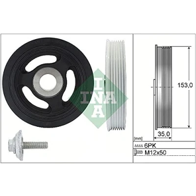 Abbildung von INA 544 0104 20 Riemenscheibensatz, Kurbelwelle FORD: Focus 2 Kombi, Schrägheck, Mondeo 5 Limousine, MINI: Schrägheck