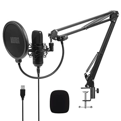Abbildung von August USB Mikrofon REC100 Kondensator Mikrofone Kit mit Schwenkarm Unidirektional Shock Mount Popfilter Nierencharakteristik Studio Cardioid PC für Gaming Podcast Tiktok YouTube