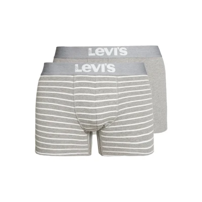 Abbildung von Levi&#039;s Vintage Stripe Boxer 2 PACK Panties, Herren, Größe: XXL, Middle grey melange