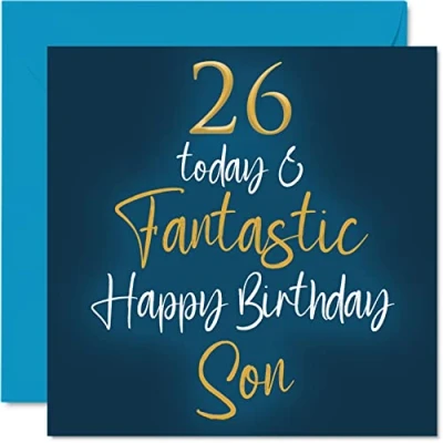 Abbildung von Fantastische Geburtstagskarte zum 26. Geburtstag für Sohn 26 Today &amp; Fantastic Karte von Mama oder Papa, Geburtstagsgeschenke, 145 mm Geburtstagsgrußkarten Geschenk