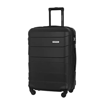Abbildung von BARRENS Reisekoffer Mittelgroß Koffer Trolleys Hartschalenkoffer ABS Material Handgepäck für Flugzeug mit 4 Rollen Spinnerräder Rollkoffer Gepäck Suitcase Groß Mittel Leicht 66x46x26 cm 60 L (Schwarz)