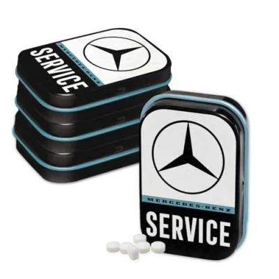 Abbildung von Nostalgic Art Retro Pillendose, 4 x 6 1,6 cm, Mercedes Benz Service (4er Set), mit Pfefferminz Dragees, Vintage Design