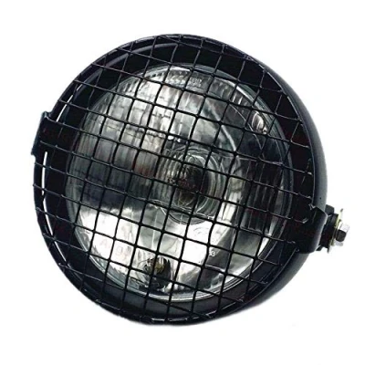 Abbildung von Grill Vintage Side Mount Scheinwerfer Lampe Für Motorrad Cafe Racer Bobber Cruiser CB GN 125 XL (Schwarz/Klar)