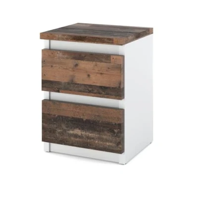 Abbildung von MRBLS Nachttisch Nachtschrank Nachtkommode Modern Möbel mit Schubladen Kommode Holz Schubladenschrank für Ihr Schlafzimmer (Weiß Matt Old Style) 30 x 43 32,5 cm (B/H/T)