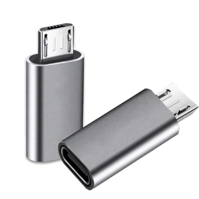 Abbildung von iJiZuo Adapter USB C auf Micro 2 Pack, Typ (Female) zu (Male) Adapter, Unterstützt 2,4 A Schnellladung für Samsung, Hua wei, Xiaomi, Power Bank (Grau)