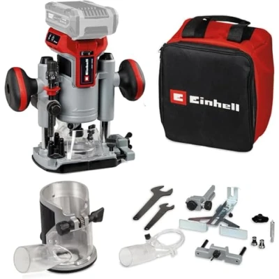 Abbildung von Einhell Professional Akku Oberfräsen Kantenfräsen Set TP RO 18 Li BL Solo Power X Change (18 V, Brushless, Frästiefen Feineinstellung, inkl Zubehör+Tasche, ohne Akku)