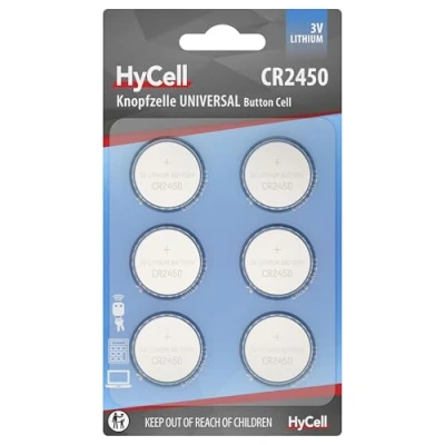 Abbildung von HyCell Lithium Knopfzellen CR2450 3V, 6 Stück Knopfzelle