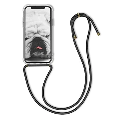 Abbildung von kwmobile Necklace Case kompatibel mit Apple iPhone X Hülle Silikon Cover Handykette Band Handyhülle Schwarz Transparent